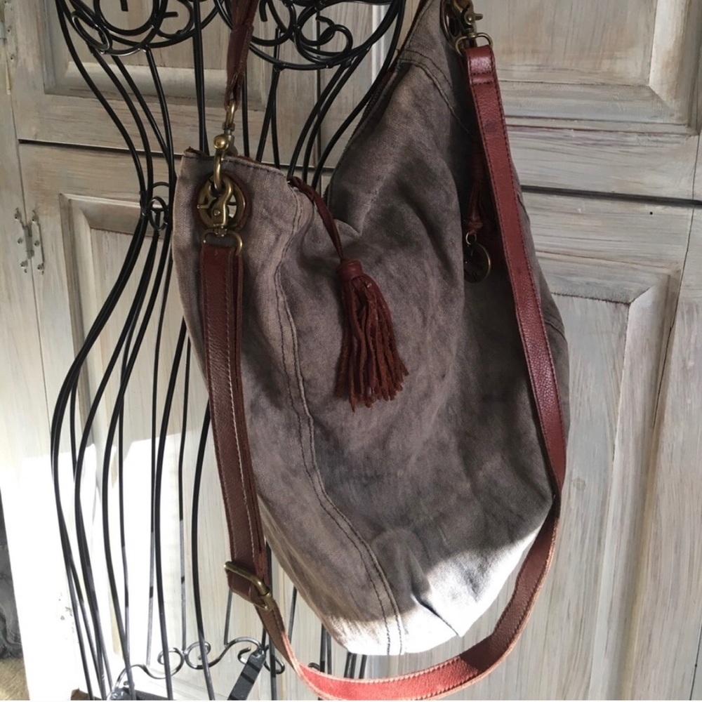 Lucky Brand Canvas Snd Leather Bag
